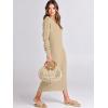 image:imageANRABESS Women Long Sleeve Button V Neck Oversized Casual Loose Fit Waffle Knit Fall Midi Sweater Dress 2025 Trendy OutfitsApricot