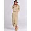 image:imageANRABESS Women Long Sleeve Button V Neck Oversized Casual Loose Fit Waffle Knit Fall Midi Sweater Dress 2025 Trendy OutfitsApricot