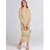 image:imageANRABESS Women Long Sleeve Button V Neck Oversized Casual Loose Fit Waffle Knit Fall Midi Sweater Dress 2025 Trendy OutfitsApricot
