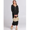 image:imageANRABESS Women Long Sleeve Button V Neck Oversized Casual Loose Fit Waffle Knit Fall Midi Sweater Dress 2025 Trendy OutfitsBlack
