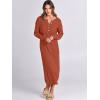 image:imageANRABESS Women Long Sleeve Button V Neck Oversized Casual Loose Fit Waffle Knit Fall Midi Sweater Dress 2025 Trendy OutfitsBrick Red