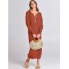 image:imageANRABESS Women Long Sleeve Button V Neck Oversized Casual Loose Fit Waffle Knit Fall Midi Sweater Dress 2025 Trendy OutfitsBrick Red