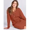 image:imageANRABESS Women Long Sleeve Button V Neck Oversized Casual Loose Fit Waffle Knit Fall Midi Sweater Dress 2025 Trendy OutfitsBrick Red