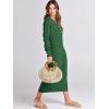 image:imageANRABESS Women Long Sleeve Button V Neck Oversized Casual Loose Fit Waffle Knit Fall Midi Sweater Dress 2025 Trendy OutfitsGreen