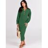 image:imageANRABESS Women Long Sleeve Button V Neck Oversized Casual Loose Fit Waffle Knit Fall Midi Sweater Dress 2025 Trendy OutfitsGreen