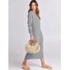 image:imageANRABESS Women Long Sleeve Button V Neck Oversized Casual Loose Fit Waffle Knit Fall Midi Sweater Dress 2025 Trendy OutfitsGrey