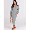 image:imageANRABESS Women Long Sleeve Button V Neck Oversized Casual Loose Fit Waffle Knit Fall Midi Sweater Dress 2025 Trendy OutfitsGrey