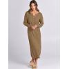 image:imageANRABESS Women Long Sleeve Button V Neck Oversized Casual Loose Fit Waffle Knit Fall Midi Sweater Dress 2025 Trendy OutfitsKhaki