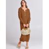 image:imageANRABESS Women Long Sleeve Button V Neck Oversized Casual Loose Fit Waffle Knit Fall Midi Sweater Dress 2025 Trendy OutfitsLight Khaki