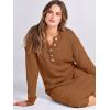 image:imageANRABESS Women Long Sleeve Button V Neck Oversized Casual Loose Fit Waffle Knit Fall Midi Sweater Dress 2025 Trendy OutfitsLight Khaki