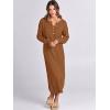 image:imageANRABESS Women Long Sleeve Button V Neck Oversized Casual Loose Fit Waffle Knit Fall Midi Sweater Dress 2025 Trendy OutfitsLight Khaki