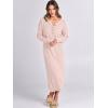 image:imageANRABESS Women Long Sleeve Button V Neck Oversized Casual Loose Fit Waffle Knit Fall Midi Sweater Dress 2025 Trendy OutfitsLight Pink