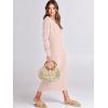 image:imageANRABESS Women Long Sleeve Button V Neck Oversized Casual Loose Fit Waffle Knit Fall Midi Sweater Dress 2025 Trendy OutfitsLight Pink