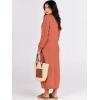 image:imageANRABESS Women Long Sleeve Button V Neck Oversized Casual Loose Fit Waffle Knit Fall Midi Sweater Dress 2025 Trendy OutfitsOrange