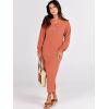 image:imageANRABESS Women Long Sleeve Button V Neck Oversized Casual Loose Fit Waffle Knit Fall Midi Sweater Dress 2025 Trendy OutfitsOrange