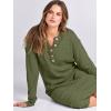 image:imageANRABESS Women Long Sleeve Button V Neck Oversized Casual Loose Fit Waffle Knit Fall Midi Sweater Dress 2025 Trendy OutfitsPea Green