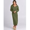 image:imageANRABESS Women Long Sleeve Button V Neck Oversized Casual Loose Fit Waffle Knit Fall Midi Sweater Dress 2025 Trendy OutfitsPea Green