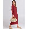 image:imageANRABESS Women Long Sleeve Button V Neck Oversized Casual Loose Fit Waffle Knit Fall Midi Sweater Dress 2025 Trendy OutfitsRed