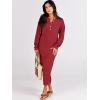 image:imageANRABESS Women Long Sleeve Button V Neck Oversized Casual Loose Fit Waffle Knit Fall Midi Sweater Dress 2025 Trendy OutfitsRed