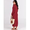 image:imageANRABESS Women Long Sleeve Button V Neck Oversized Casual Loose Fit Waffle Knit Fall Midi Sweater Dress 2025 Trendy OutfitsRed