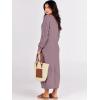 image:imageANRABESS Women Long Sleeve Button V Neck Oversized Casual Loose Fit Waffle Knit Fall Midi Sweater Dress 2025 Trendy OutfitsRed Apricot