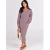 image:imageANRABESS Women Long Sleeve Button V Neck Oversized Casual Loose Fit Waffle Knit Fall Midi Sweater Dress 2025 Trendy OutfitsRed Apricot