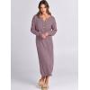 image:imageANRABESS Women Long Sleeve Button V Neck Oversized Casual Loose Fit Waffle Knit Fall Midi Sweater Dress 2025 Trendy OutfitsRed Apricot