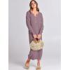 image:imageANRABESS Women Long Sleeve Button V Neck Oversized Casual Loose Fit Waffle Knit Fall Midi Sweater Dress 2025 Trendy OutfitsRed Apricot