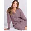 image:imageANRABESS Women Long Sleeve Button V Neck Oversized Casual Loose Fit Waffle Knit Fall Midi Sweater Dress 2025 Trendy OutfitsRed Apricot