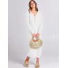 image:imageANRABESS Women Long Sleeve Button V Neck Oversized Casual Loose Fit Waffle Knit Fall Midi Sweater Dress 2025 Trendy OutfitsWhite