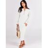 image:imageANRABESS Women Long Sleeve Button V Neck Oversized Casual Loose Fit Waffle Knit Fall Midi Sweater Dress 2025 Trendy OutfitsWhite
