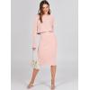 image:imageANRABESS Womens 2 Piece Outfits Sweater Dresses Set Midi Skirt Sets Long Sleeve Crop Top Bodycon Ribbed Knit Dress 2025 FallPink