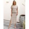 image:imageANRABESS Womens 2 Piece Skirt SetsStriped Knit Sweater Midi DressComfy CuteLounge Casual Travel for Summer or Early FallBeige White