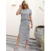 image:imageANRABESS Womens 2 Piece Skirt SetsStriped Knit Sweater Midi DressComfy CuteLounge Casual Travel for Summer or Early FallGrey White