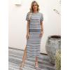 image:imageANRABESS Womens 2 Piece Skirt SetsStriped Knit Sweater Midi DressComfy CuteLounge Casual Travel for Summer or Early FallGrey White