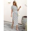 image:imageANRABESS Womens 2 Piece Skirt SetsStriped Knit Sweater Midi DressComfy CuteLounge Casual Travel for Summer or Early FallWhite Black