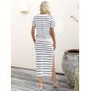 image:imageANRABESS Womens 2 Piece Skirt SetsStriped Knit Sweater Midi DressComfy CuteLounge Casual Travel for Summer or Early FallWhite Grey Stripe