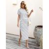 image:imageANRABESS Womens 2 Piece Skirt SetsStriped Knit Sweater Midi DressComfy CuteLounge Casual Travel for Summer or Early FallWhite Grey Stripe
