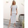 image:imageANRABESS Womens 2 Piece Skirt SetsStriped Knit Sweater Midi DressComfy CuteLounge Casual Travel for Summer or Early FallWhite Grey Stripe