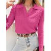 image:imageANRABESS Womens Cable Knit Sweaters Long Sleeve V Neck Sweater Tops Casual Pullover Polo Shirts 2025 Fall Fashion OutfitsHot Pink