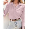 image:imageANRABESS Womens Cable Knit Sweaters Long Sleeve V Neck Sweater Tops Casual Pullover Polo Shirts 2025 Fall Fashion OutfitsPink