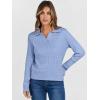 image:imageANRABESS Womens Cable Knit Sweaters Long Sleeve V Neck Sweater Tops Casual Pullover Polo Shirts 2025 Fall Fashion OutfitsSky