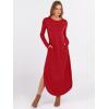 image:imageANRABESS Womens Long Sleeve Maxi Dresses 2025 Fall Outfits Casual Loose Split Travel Vacation T Shirt Dress with PocketsBright Red