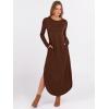 image:imageANRABESS Womens Long Sleeve Maxi Dresses 2025 Fall Outfits Casual Loose Split Travel Vacation T Shirt Dress with PocketsCoffee