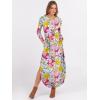 image:imageANRABESS Womens Long Sleeve Maxi Dresses 2025 Fall Outfits Casual Loose Split Travel Vacation T Shirt Dress with PocketsFloral Blue Orange Pink