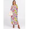 image:imageANRABESS Womens Long Sleeve Maxi Dresses 2025 Fall Outfits Casual Loose Split Travel Vacation T Shirt Dress with PocketsFloral Blue Orange Pink