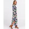 image:imageANRABESS Womens Long Sleeve Maxi Dresses 2025 Fall Outfits Casual Loose Split Travel Vacation T Shirt Dress with PocketsFloral Green Pink