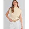 image:imageANRABESS Womens Mock Neck Sleeveless Sweater Vest Casual Cap Sleeve Knit Pullover Tank Tops 2026 Fall ClothesApricot