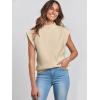 image:imageANRABESS Womens Mock Neck Sleeveless Sweater Vest Casual Cap Sleeve Knit Pullover Tank Tops 2026 Fall ClothesApricot