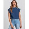 image:imageANRABESS Womens Mock Neck Sleeveless Sweater Vest Casual Cap Sleeve Knit Pullover Tank Tops 2026 Fall ClothesDark Blue